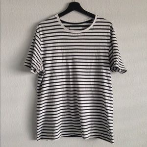 ZARA Essentials Black and White Striped Tee